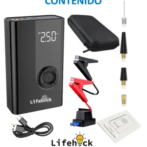 Kit LH-PRO Arrancador De Batería para Auto, Moto, Camionetas, Pick Up Portátil Con Compresor de Aire Inflador 4en1 12v