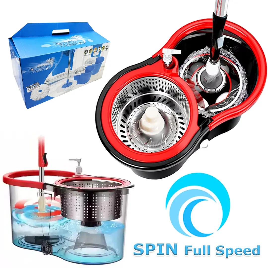 Mopa Giratoria 360° Centrifuga con Balde + 3 Paños Lampazo - Imagen 2