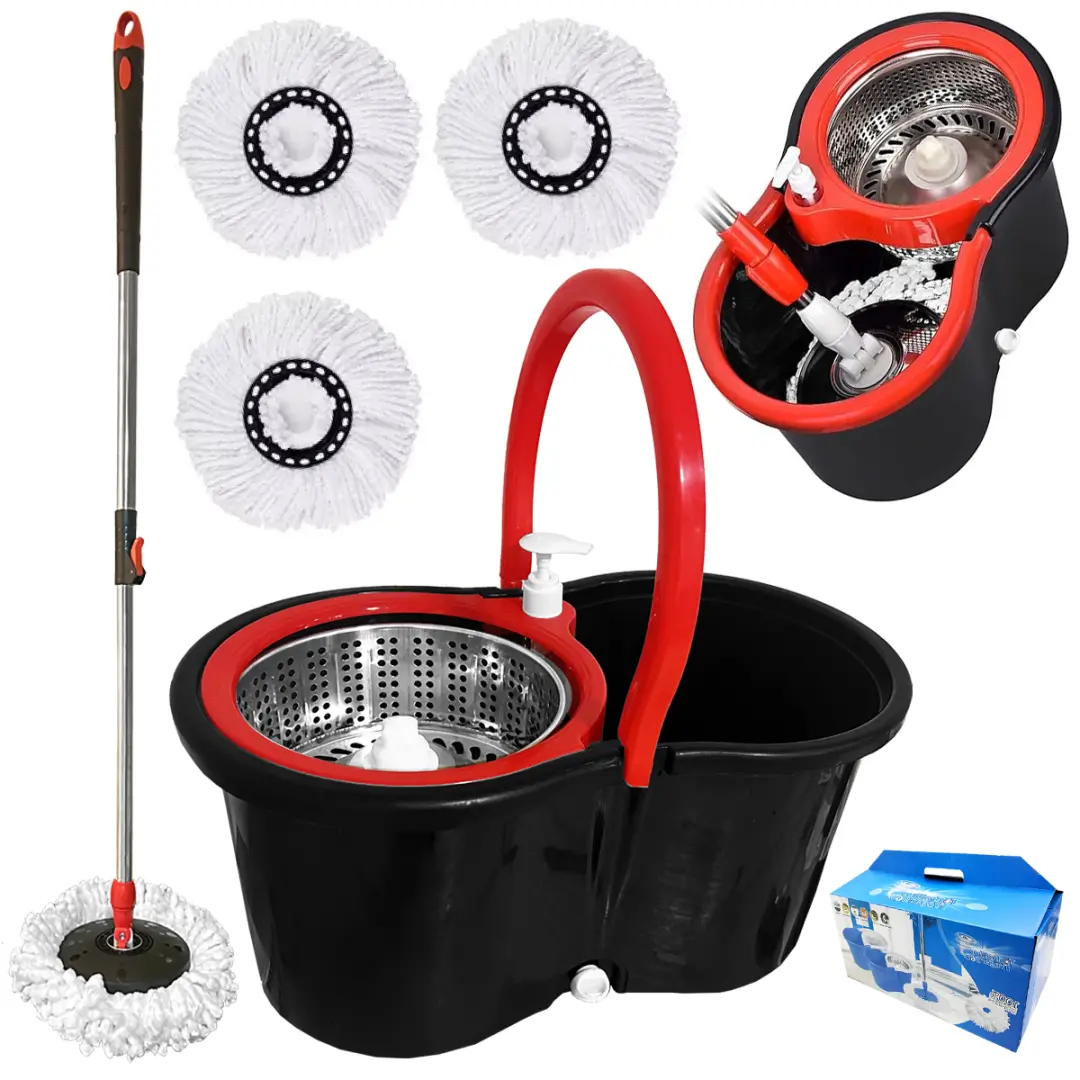 Mopa Giratoria 360° Centrifuga con Balde + 3 Paños Lampazo