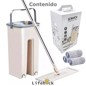 Trapeador Mopa Plana SLIM 360° Con Balde Escurridor + 3 Repuestos