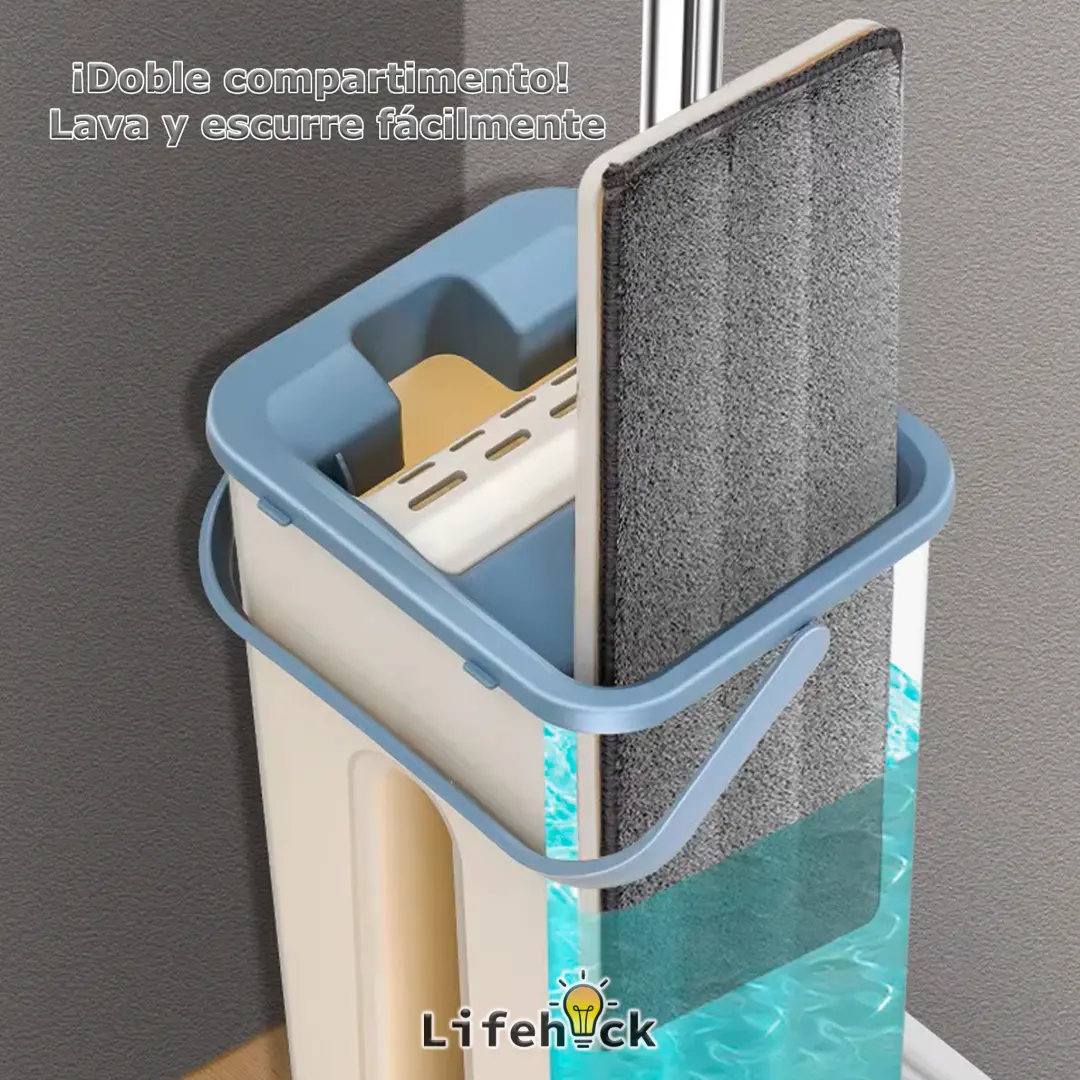 Trapeador Mopa Plana SLIM 360° Con Balde Escurridor + 3 Repuestos - Imagen 4