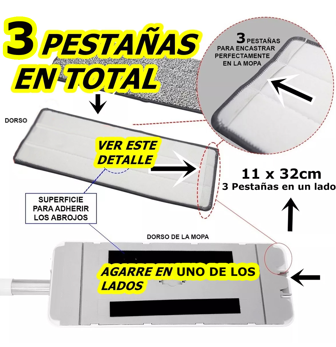 Pack X 4 Paños Microfibra Para Mopa Ultraplana Rectangular - Imagen 2