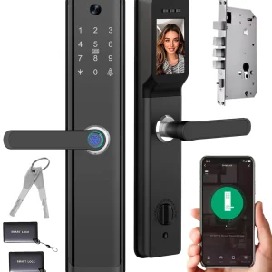 Cerradura Smart Lock WiFi LH-MC1 Camara + Pantalla Full HD | Apertura por Huella, App, Clave, Tarjeta y Llave Mecánica