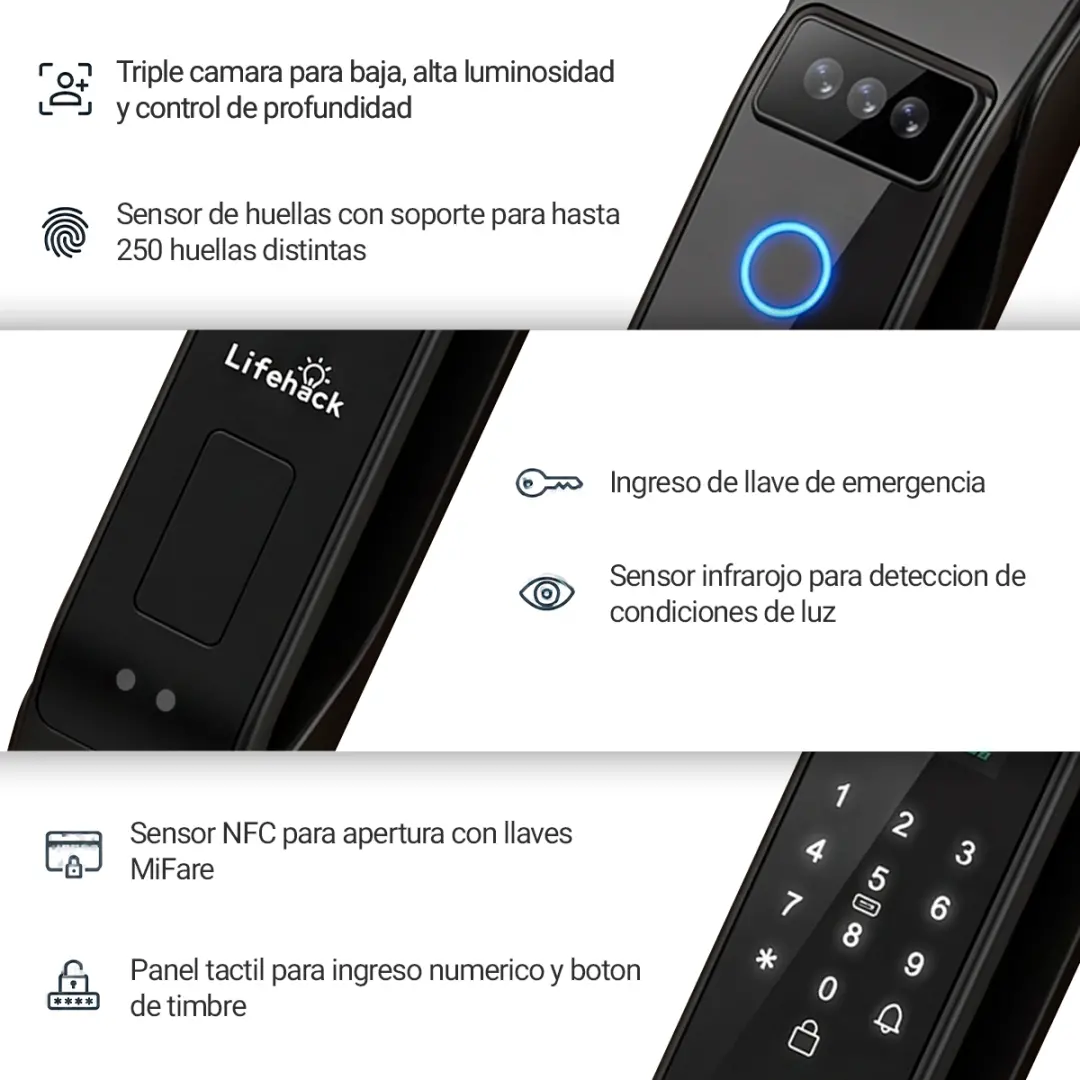 Cerradura smart Digital K9 WiFi + biometrica huella tuya App - Imagen 3