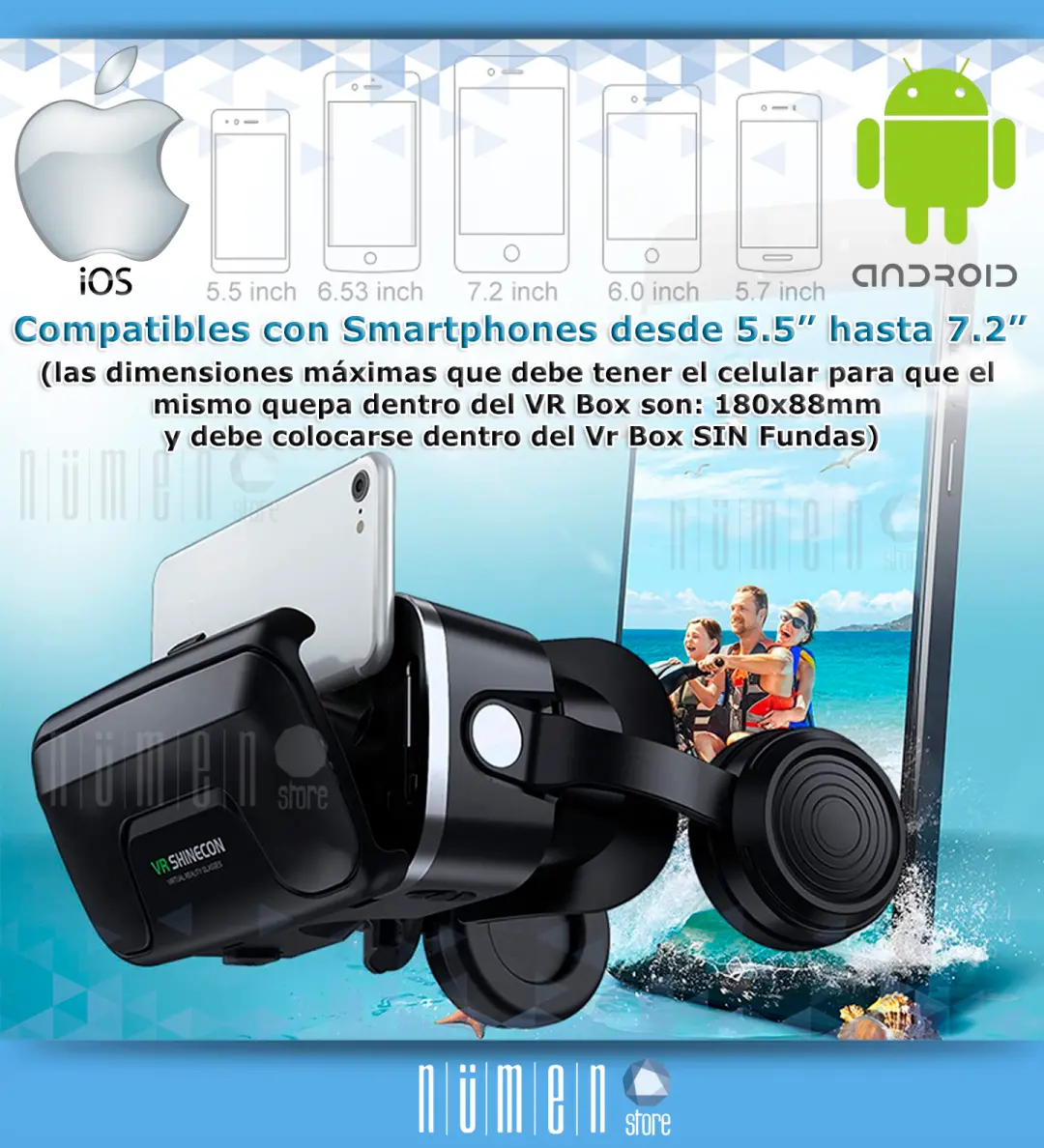 Lentes Realidad Virtual Shinecon LH5000 Vr Profesionales Sonido + Joystick - Imagen 6