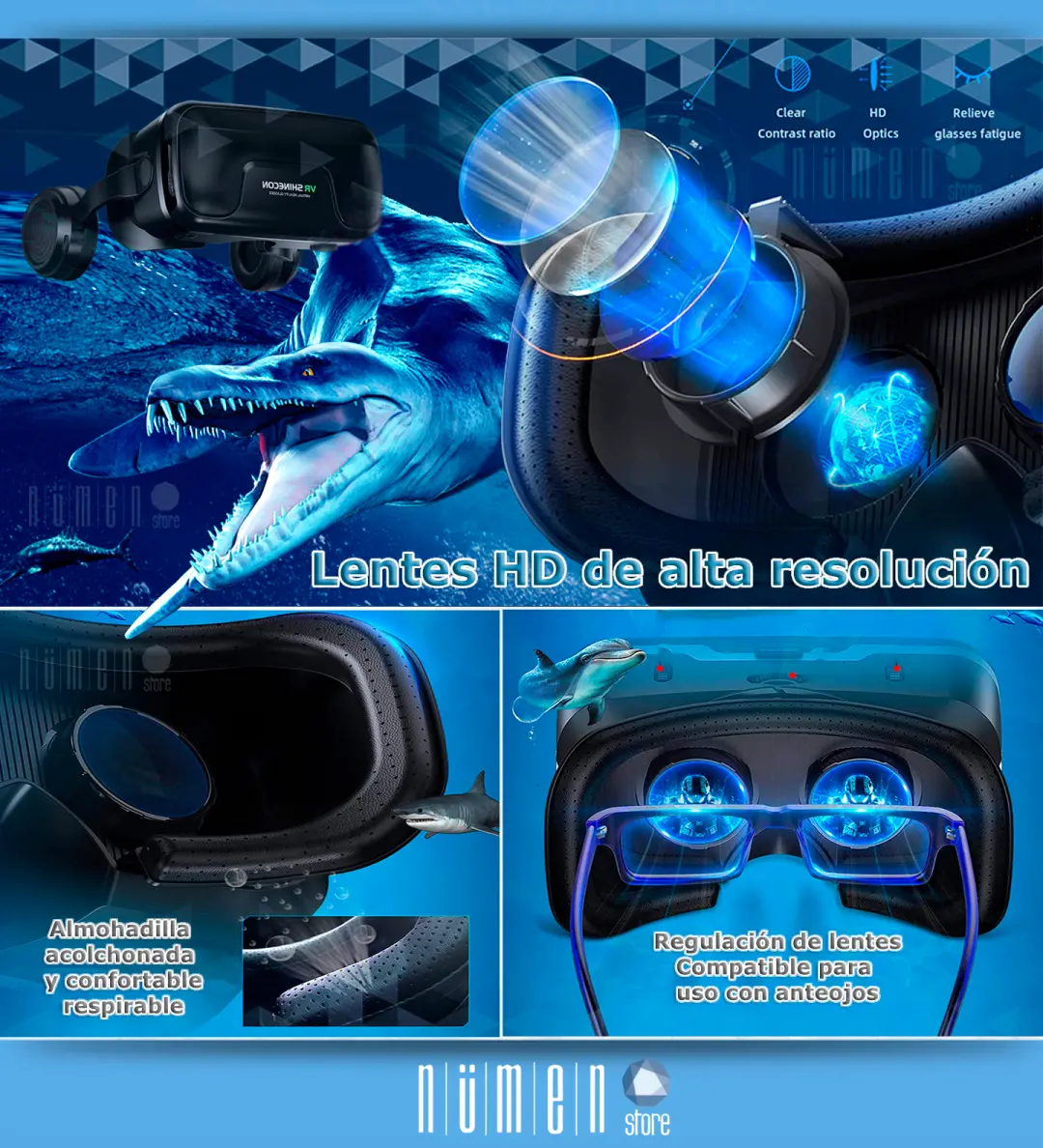 Lentes Realidad Virtual Shinecon LH5000 Vr Profesionales Sonido + Joystick - Imagen 8