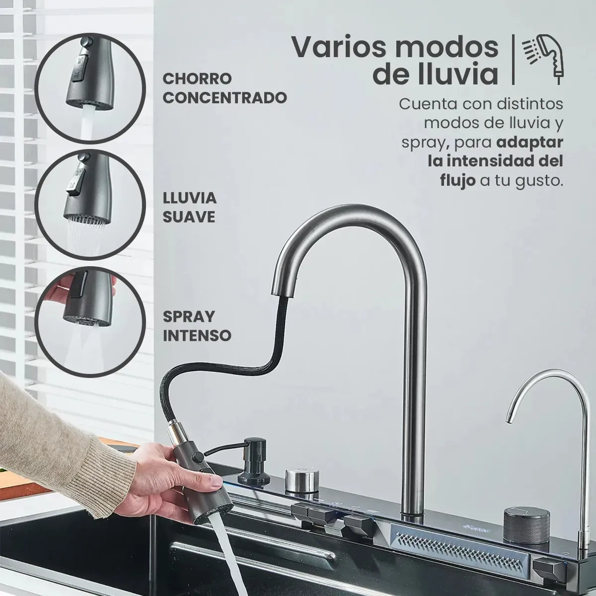 Bacha Cocina Inteligente Multifuncion Griferia Digital Led - Imagen 4