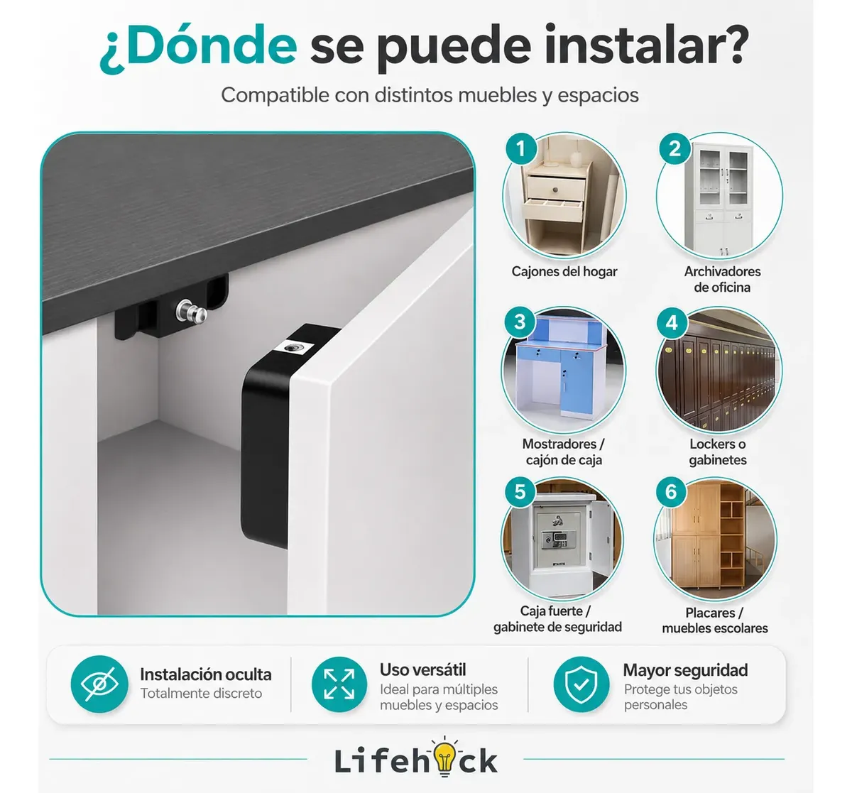 Cerradura Smart Bluetooth De Cajon Y Gabinetes Para App Tuya - Imagen 2