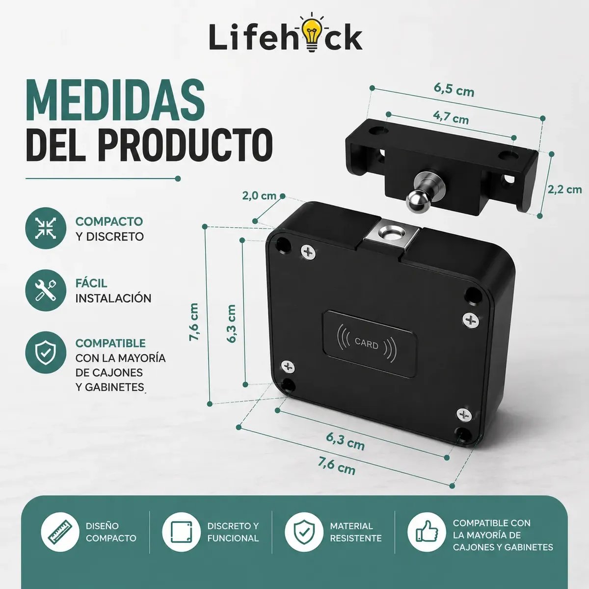 Cerradura Smart Bluetooth De Cajon Y Gabinetes Para App Tuya - Imagen 5
