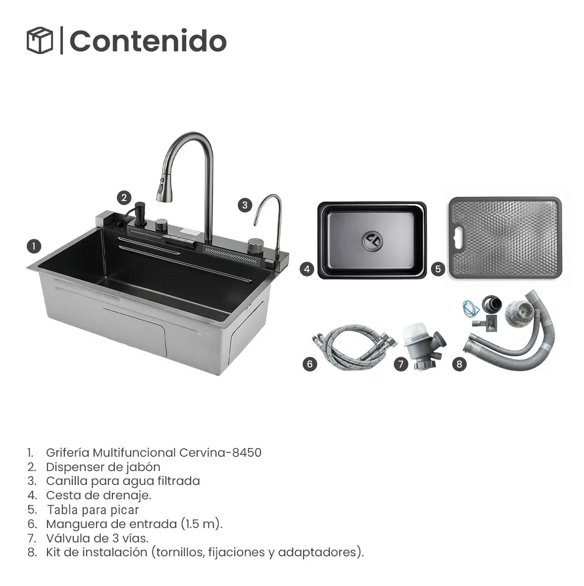 Bacha Cocina Inteligente Multifuncion Griferia Digital Led - Imagen 2