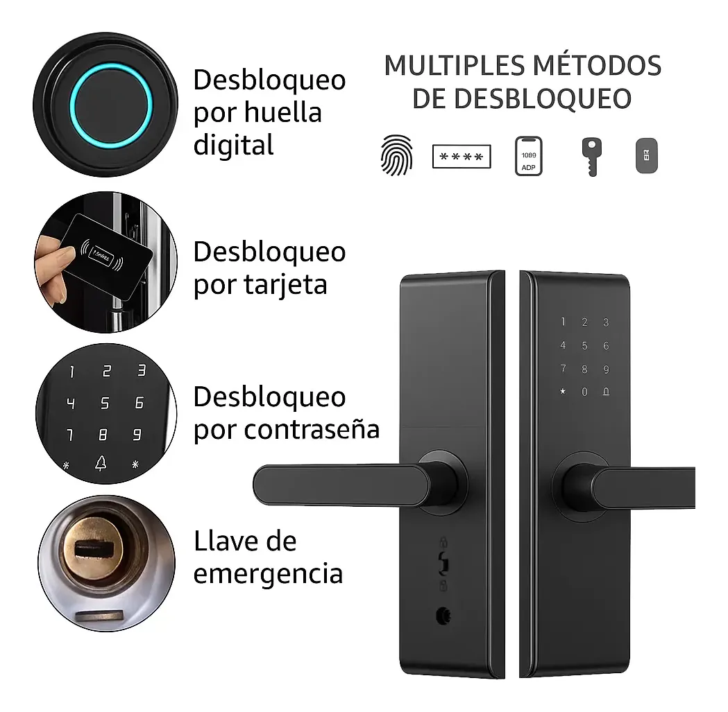 Cerradura Inteligente Wifi Z20 Huella Tarjetas Clave - Imagen 3